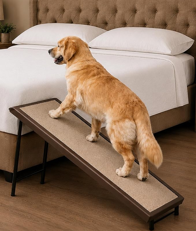 Pet Gear Free Standing Pet Ramp for Cats and Dogs, Walnut | No Assembly Required, Easy Fold for Storage or Travel, Portable, Supports 100 lbs, 40" x 16"