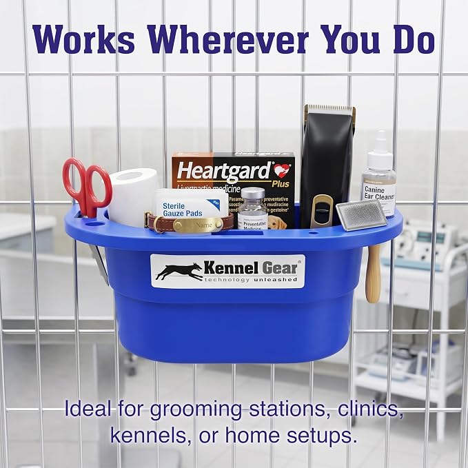 Dog Grooming Organizer with Plastic Bar Mount System - Pet Care Organizer | Durable, Space-Saving Supply Caddy, Easy to Install for Pet Care Professionals, Grooming Stations and Veterinary Clinics
