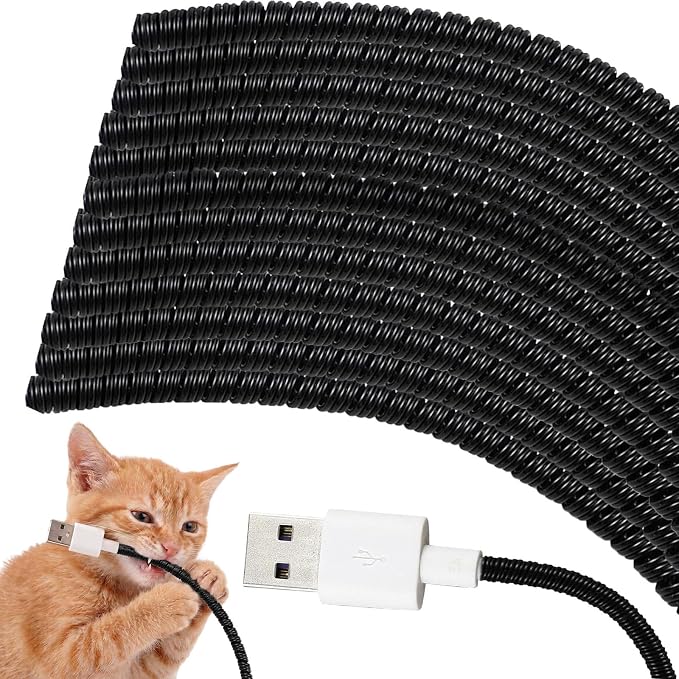 Frienda 20 Pcs Cord Protectors from Pets No Chew 43.13",Black | Spiral Cable Protector, Phone Charger Cover, Data Cable Protective Sleeve Chew Proof, USB Wire Cover Stylish, Cat Dog Rabbit