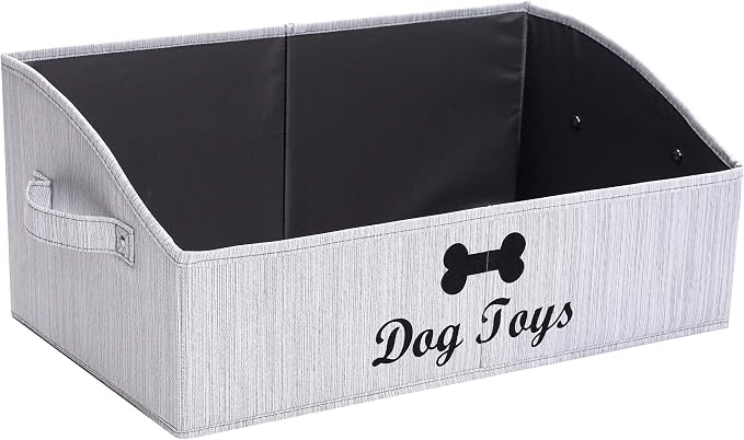 Morezi Dog Toy Basket - Organize Pet Toys, Blankets, Leashes, Chews in Living Room, Playroom, Closet, Shelf - Grey