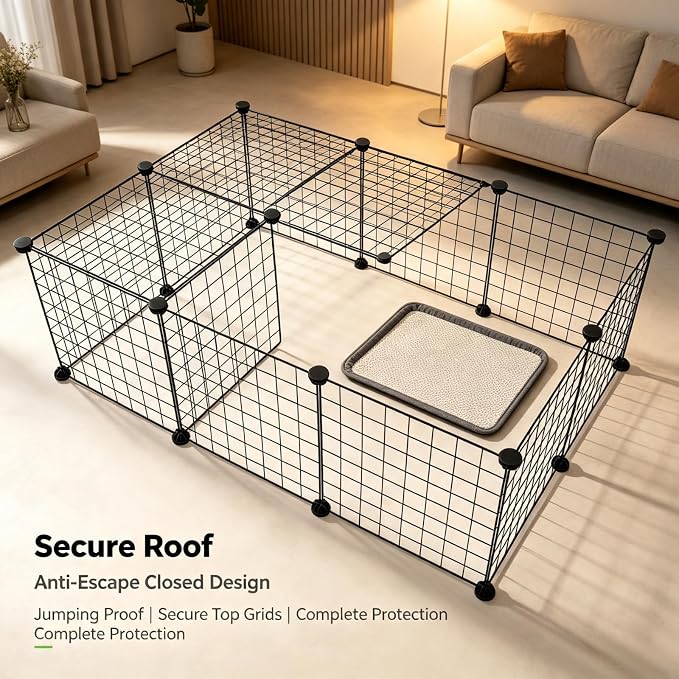Modular Wire Pet Playpen Fence, 56x28x14 in, DIY Assembly | Rust Resistant, Indoor & Outdoor Use, No Tools Required, Small Animals, Portable Storage