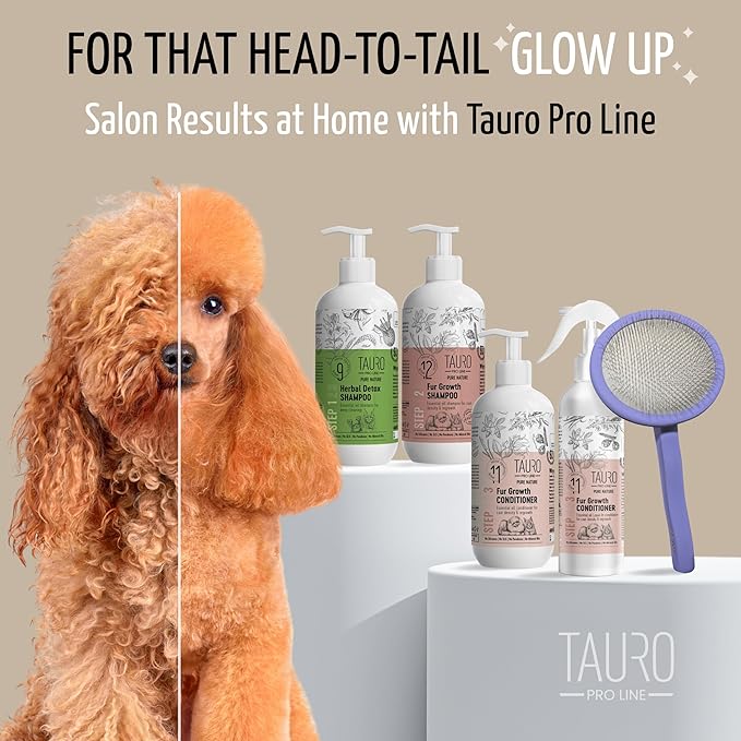 Tauro Pro Line Slicker Brush for Dogs & Cats, Deshedding, Dematting & Detangling Grooming Tool for Medium to Long Coats, Ideal for Cocker Spaniels, Round Flexible Cushion, Purple, Medium Size (M)