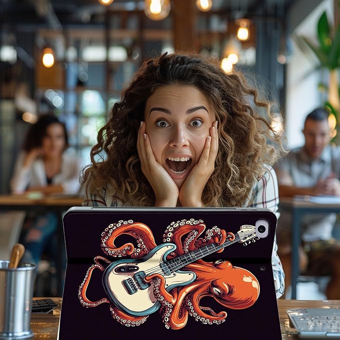 for Microsoft Surface Pro 8-13" 2021 Tablet Case,Auto Wake/Sleep,Adjustable Stand Protective Cover - Octopus Guitar