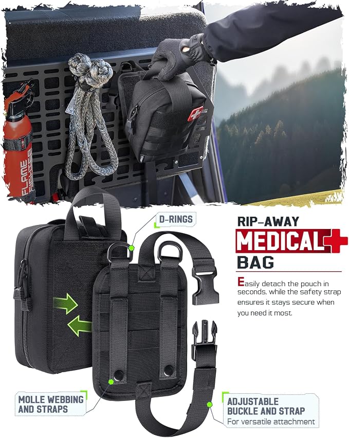 LIVANS 1000D First Aid Bag Empty, Medical Ifak Pouch for Emergency & EMT | Molle Compatible, Rip-Away & Quick-Release Design, Versatile for Tactical, Camping, Hiking and Travel