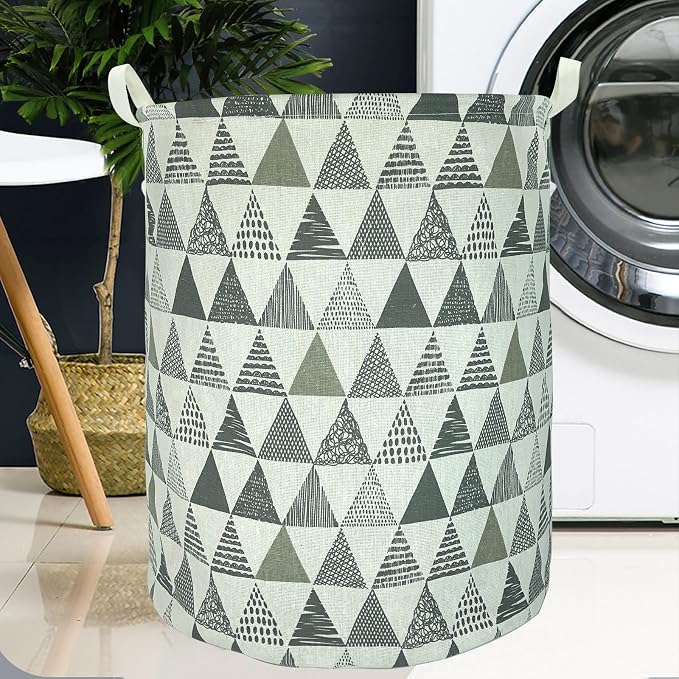 Merdes 19.7’’ Waterproof Foldable Laundry Hamper, Dirty Clothes Laundry Basket, Linen Bin Storage Organizer for Toy Collection (Triangle Grey)