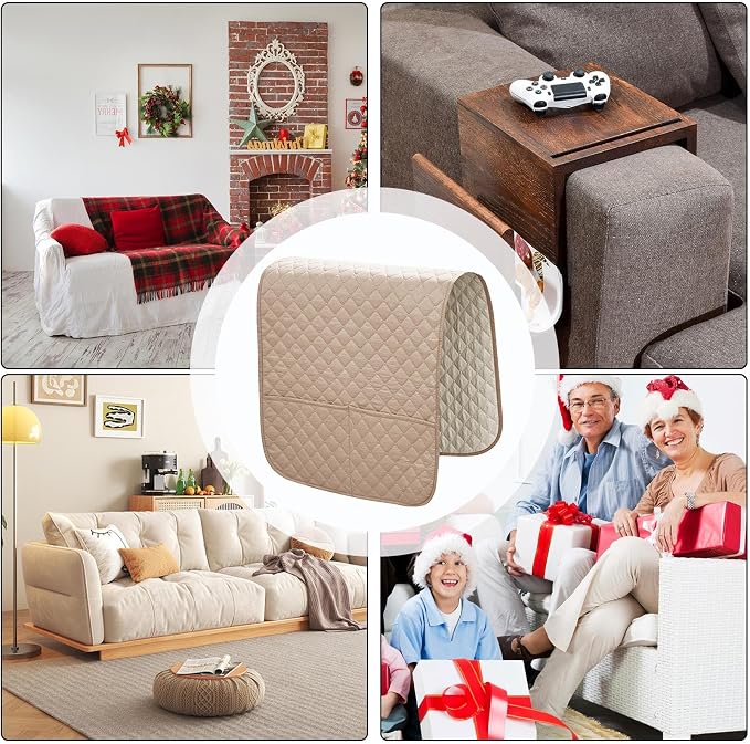 Couch Armrest Covers Multifunctional, Comfortable, Anti-Slip, | Recliner Arm Protector for Books Tablet Phone TV Remote Cellphone Book Phones Pets Chocolate Remote Control Snack