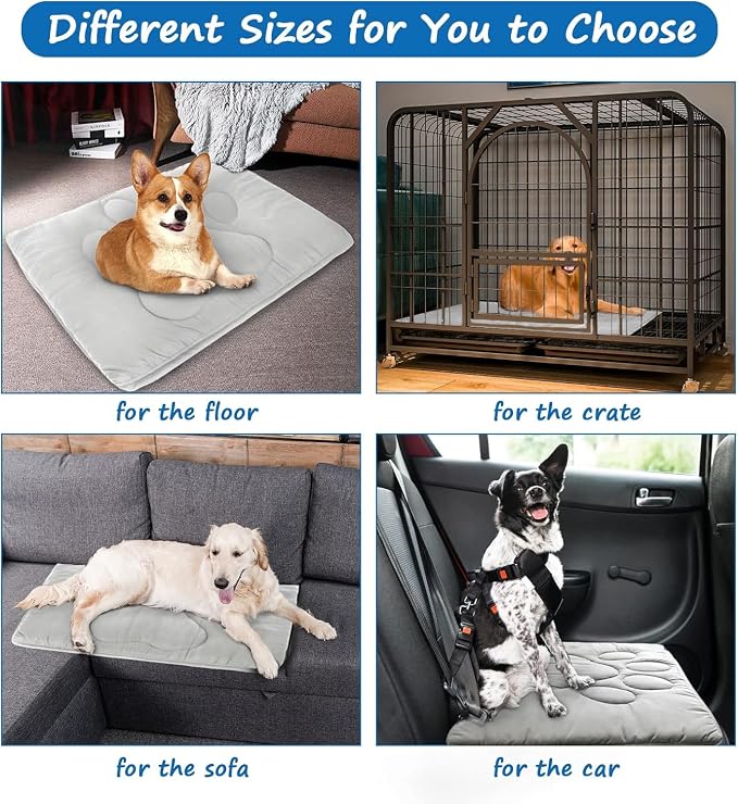 Dog Crate Pad(30"x 48"), Crate Mat with Anti-Slip Bottom | Dog Mats for Sleeping, Breathable Kennel Pad, Dark Colored to Hide Stains, Grey