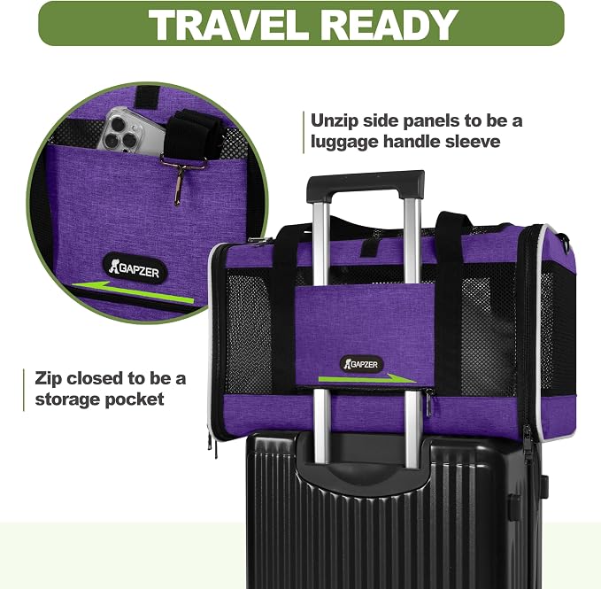GAPZER Pet Carrier for Cat 18x11x11 Inch, Top Load Small Dog Car Ride Crate | 4-Sided-Ventilated Kitten Carry Purse, Soft Portable Pomeranian Cloth Kennel in Cabin, Kitty Taxi Bag FAA Complaint Car Seat