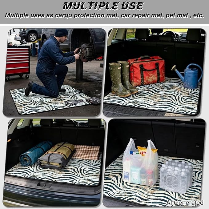Zebra Print Trunk Protection Cargo Liner 29" x 39", Universal All Weather Car Trunk Mat for SUV Truck, Non Slip Washable Durable Pet Friendly Rear Trunk Mats