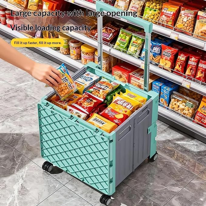 Foldable pet Shopping cart, 4-Wheel Enlarged Swivel Wheels, Large Capacity Aviation Box Shopping cart