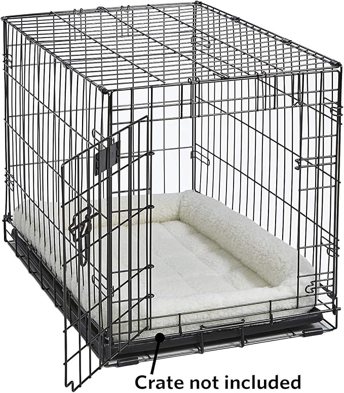 MidWest Homes for Pets QuietTime Dog Bed - White Fleece Bolster, Ultra-Soft and Machine Washable, Fits 48-Inch Crates and Carriers, for Extra-Large Breed Dogs