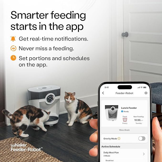 Feeder-Robot by Whisker, White with Smoke-Grey Hopper