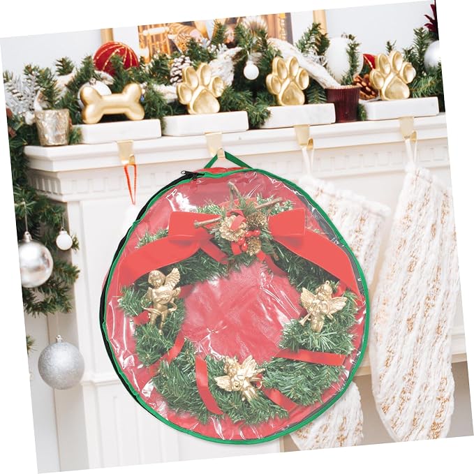 Garneck 1pc Round Storage Bag Window Wreath Storage Holder for Christmas Garlands for Holiday Decor Organization and