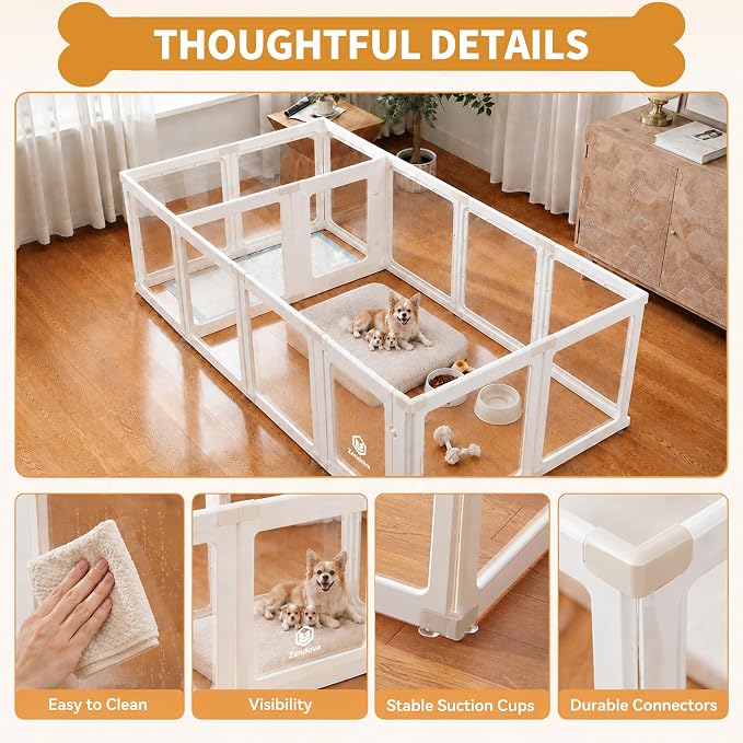 Khaki Buckles Only for Zendova Acrylic Dog Playpen Indoor | DIY Kit Expansion Buckles, Easy Assemble, Durable Replacement Parts for This Set Only, 2 Buckles & 2 Connectors & 2 T-Buckles