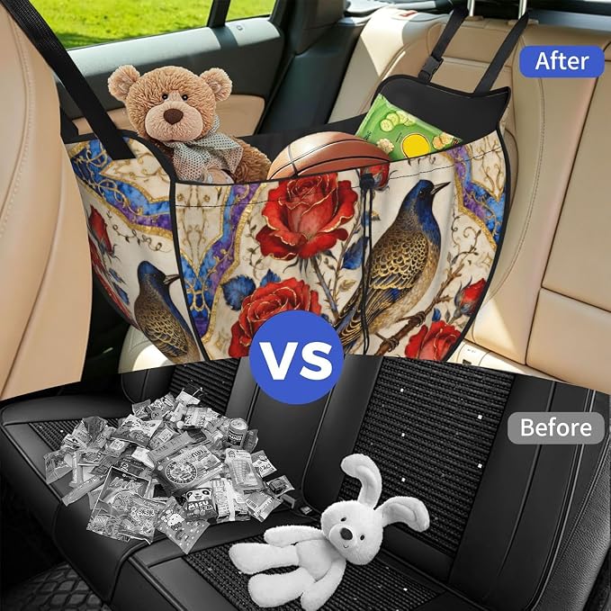 Beautiful flowers Car Seat Organizer-Backseat Storage Bag for Travel | Waterproof Durable. Holds Snacks Gear Essentials. Fits Most Cars.