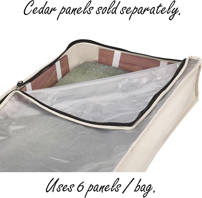 Household Essentials Cedarline Under Bed Storage Bag with Heavy‑Duty Cotton Canvas and Durable 3‑Sided Zipper, Natural Finish