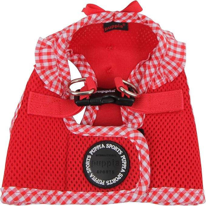 Puppia Vivien Vest Dog Harness Step-in All Season Mesh Cute No Pull No Choke Walking Training for Small Dog, Red, X-Small
