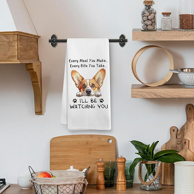 Funny Corgi Every Meal You Make Every Bite You Take Dog Decor Kitchen Dish Hand Tea Towels for Kitchen Bathroom, Corgi Gifts Gift for Corgi Lovers Women Mom Dad Kids, 16x24 Inches