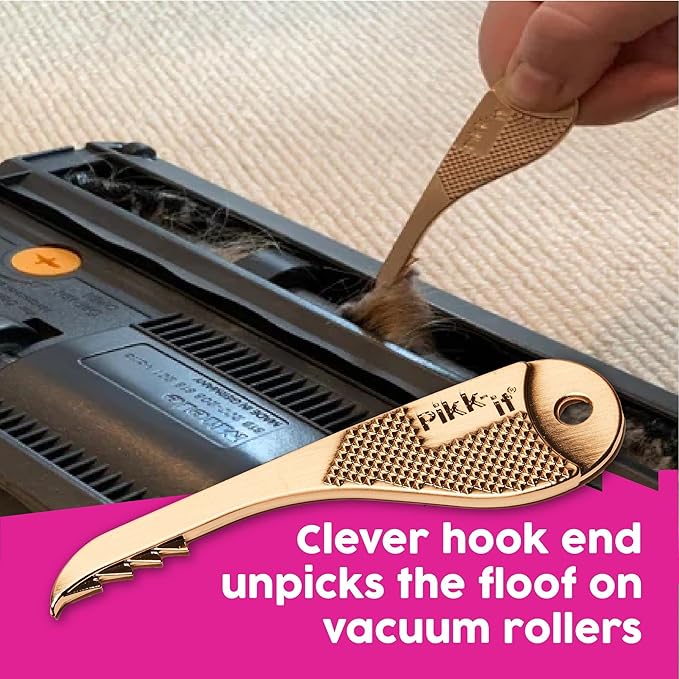 Pikk-it Vacuum Hair Brush Cleaner Tool – Removes Tangled Hair from Vacuums & Hairbrushes | Pet & Human Hair Removal Comb Rake | Improves Vacuum Cleaning Power (Single/Twin Pack) (1)