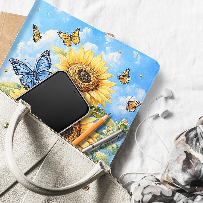 for Microsoft Surface Go 4/3/2/1-10.5" 2021 Tablet Case,Auto Wake/Sleep,Adjustable Stand Protective Cover - Sunflower Butterfly