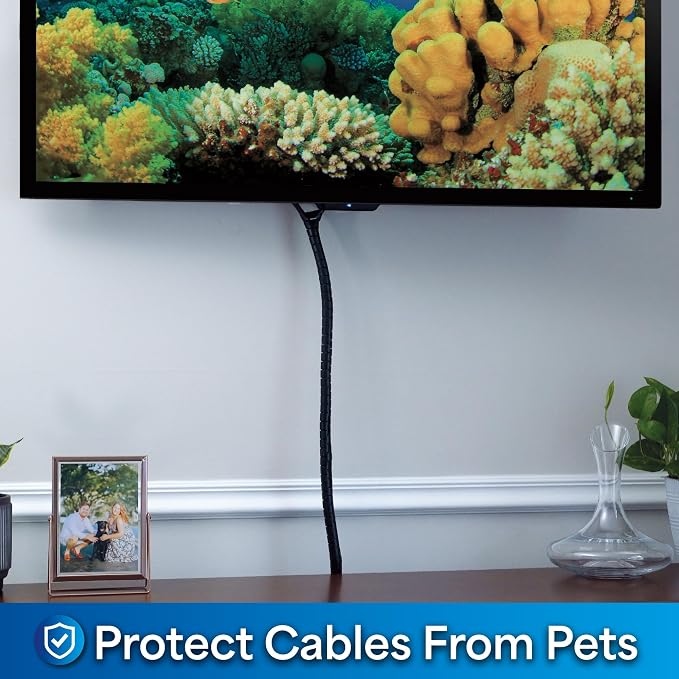 Cable Keeper Cord Organizer, 10-Foot Adjustable Cord Cover, Reusable and Protective Desk Cord Organizer, Versatile TV & Computer Wire Organizer, Clip and Zip Design
