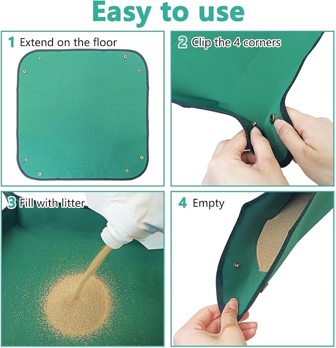 BNOSDM Travel Litter Boxes for Cats Foldable Litterbox Kit Portable Litter Box with Scoop Bowl Waterproof & Non-Stick for Car, Hotels, Outings, Indoors, Temporary Stays