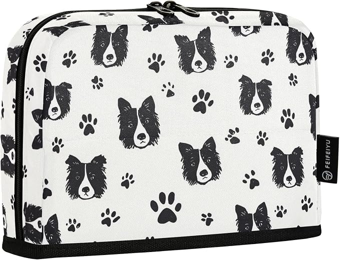 Aslsiy Large Capacity Pencil Case Dog_ Paws Border Collie White Pencil Pouch for Boys Girls Portable Pen Bag Organizer Standing Makeup Bag for School Office Supplies