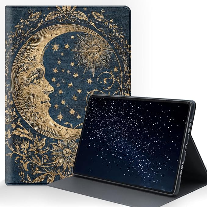 for Samsung Galaxy Tab A9 Plus/A9+ 5G 11 Inch 2023 (SM-X210/X215/X216/X218) Tablet Protective Cover with Adjustable Stand and Magnetic Auto Wake/Sleep,Star Moon Pattern