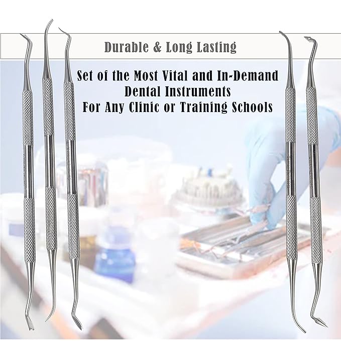 Professional Dental Tools Dental Picks Oral Care Kit, Stainless Steel Hygiene Kit Set with Tooth Scraper Tartar Scaler Tweezers Mouth Mirror for Personal & Pet Oral Care Use (PK Thomas Set of 5 pcs)