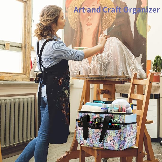 Craft Storage Organizer Tote Bag, Art Supply Caddy, Carrying Bag with Handle for Multi-Purpose Craft Organizers and Storage
