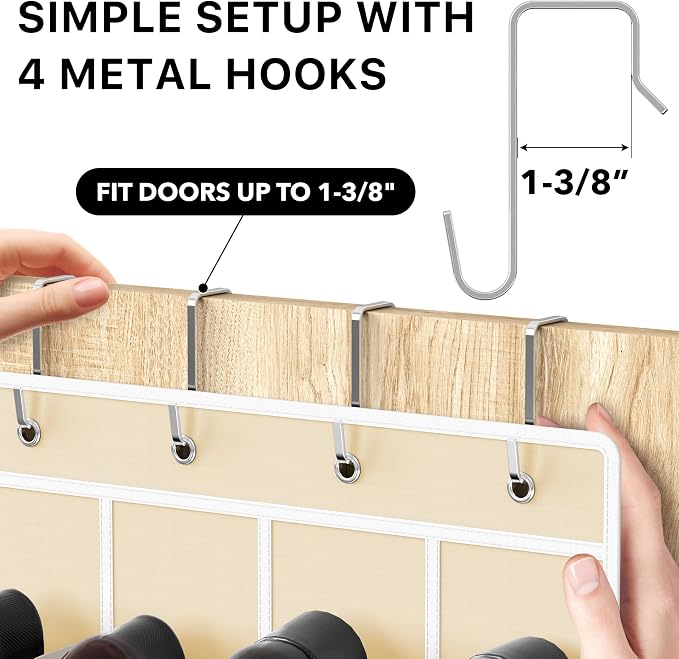 Simple Houseware 24 Pockets Clear Over the Door Shoe Organizer, Beige | 64" x 19", 4 Durable Metal Hooks, 4.3" x 9.5" Pocket Size, Multipurpose
