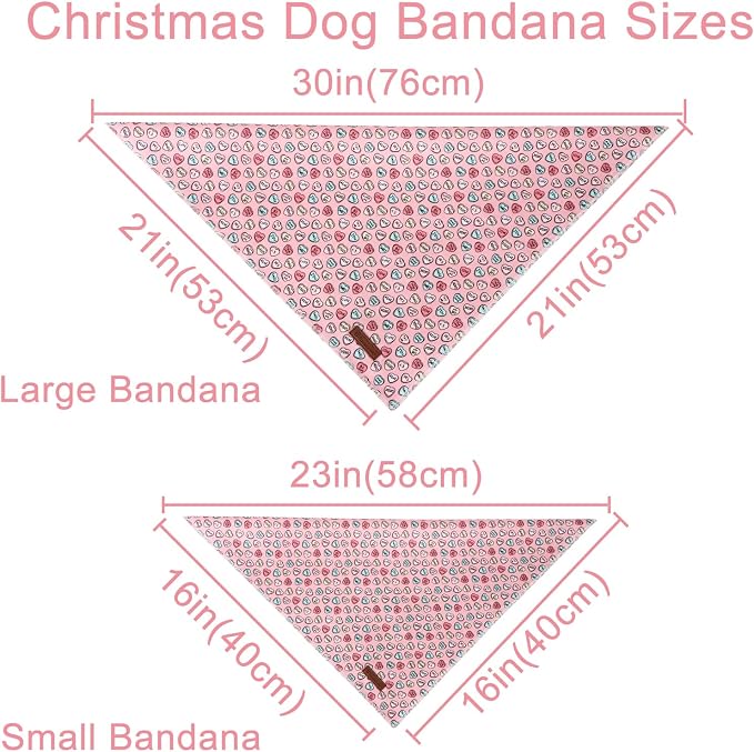 Valentine Dog Bandana - Pink Heart Triangle Bid Scarf for Small & Medium Dogs, Cotton Kerchief for Girls & Boys, Red & Adorable Puppy Bandana