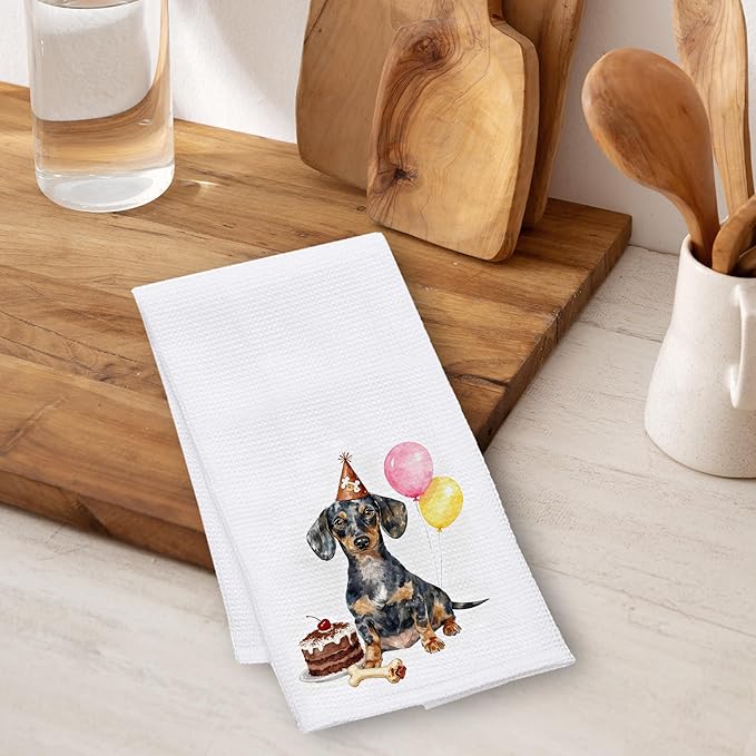 Dachshund Kitchen Towels, Gifts for Dachshund Lovers, Weiner Dog Gifts Decorative Hand Towels for Bathroom, Funny Birthday Sausage Dog Dish Tea Towel Drying Cloth, 16x24 Inch