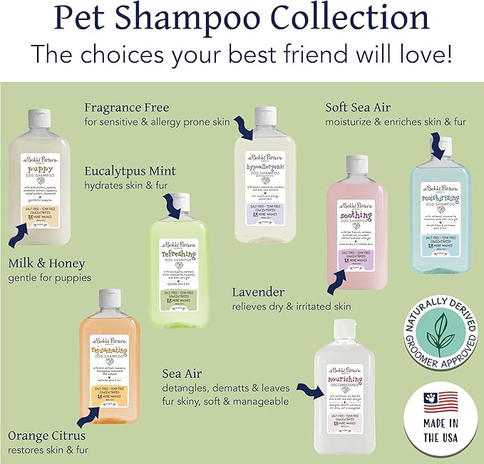Bobbi Panter Refreshing Dog Shampoo Eucalyptus, Mint, Chamomile & Rosemary – Hydrating Natural Formula for Clean Fresh Coat, Tear-Free, 30:1 Concentrate, 14 oz (Case of 12)