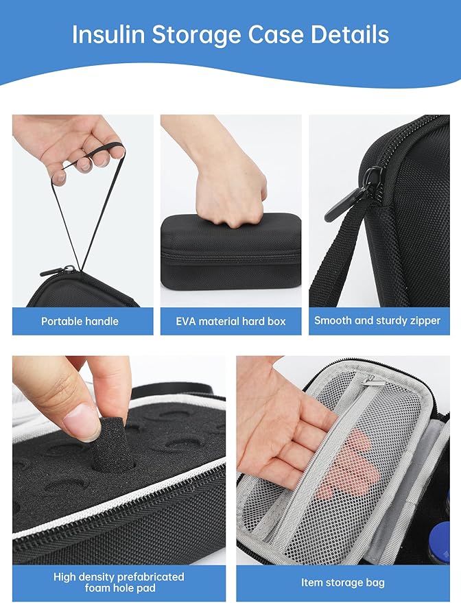 15Slot Peptide Case for Fridge & Insulin Travel Case for 3ml/5ml/10ml Vials | 15 Slot Adjustable Fits 3ml/5ml/10ml Peptide Vials, Dual-Layer Waterproof Oxford, Impact-resistant Foam, Portable Small Size