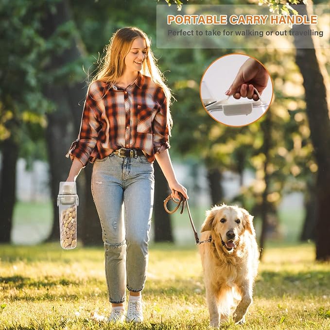 Cat Food Storage Container Airtight |3 Qt/2.8 L Clear Plastic Cat Puppy Food Treats Container with Measuring Cup|Hold up to 3.8 lbs of Pet Food|Portable Food Containers for Travel| BPA Free