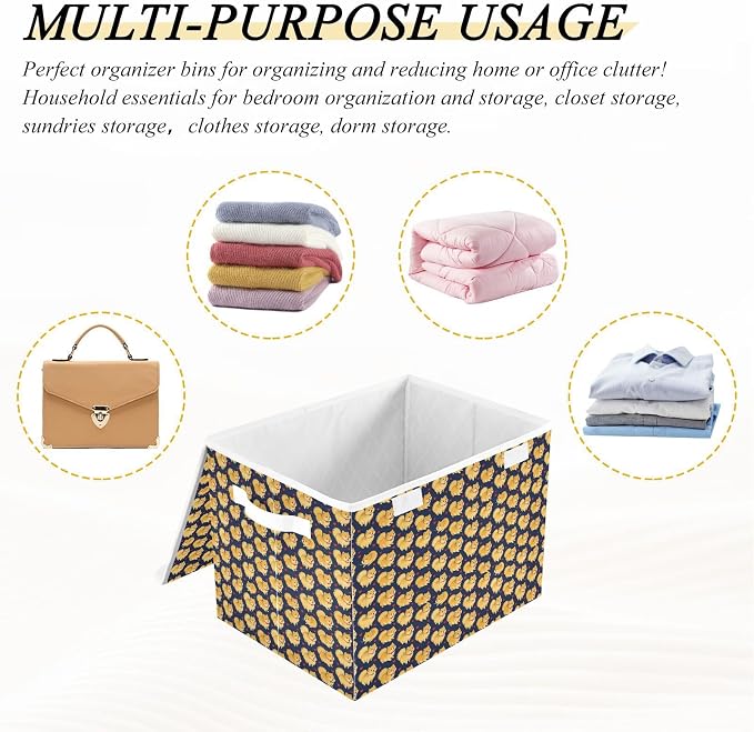 JUNZAN Lidded Storage Bin Lid Design | Reinforced Hollow Board Support For Clothes Toys Books Organizer Pomeranian Pet Owner Dog