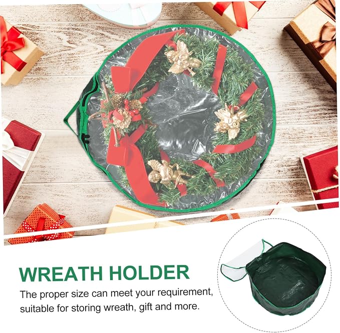 Holibanna 1pc Christmas Wreath Storage Bag Container with Clear Window Design for Holiday Decorations for Storing Wreaths and Garlands