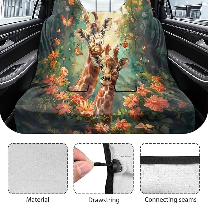 Renewold Rear Bench Protective Dog Car Seat Cover Full Large Size Car Back Seat Cover After Athletic Gym Running Giraffe Butterflies Cushion Mat Beach Chair Towel Yoga Picnic Blanket