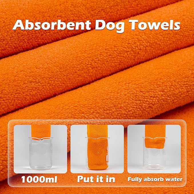MICOOYO Dog Towels for Drying Dogs 3 Pack, Ultra Absorbent Microfiber Pet Bath Blanket | Quick Dry Towel for Dogs and Cats, 11.8”x23.6, S