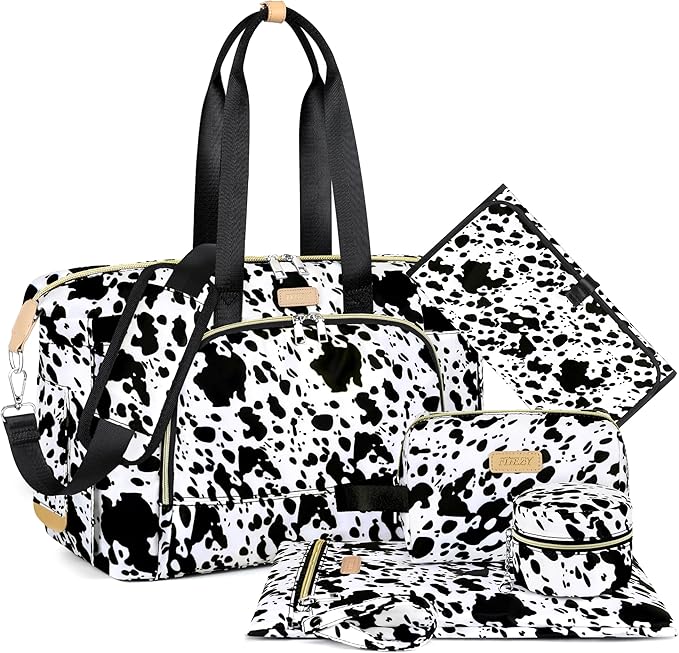 Diaper Bag Tote for Baby 7PCS, Large Mommy Bag with Portable Changing Pad | Multifunctional Hospital Bags for Labor and Delivery with Pacifier Case and Organizer Pouches,Travel Baby Bag for Boy Girl