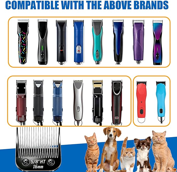 Dog Grooming Replacement Blades Compatible with Andis Dog Clippers,Most OsterA5, Wahl KM Series Pet Clippers for Animal Dog,Cat,Horse (Black-5/8 HT)