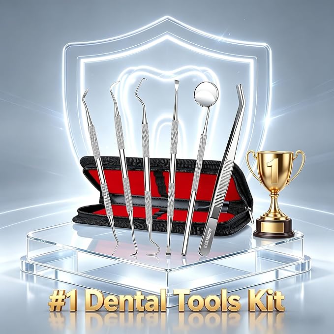 G.CATACC Dental Tools, Dental Pick Teeth Cleaning Tools Hygiene Kit, Plaque Remover for Teeth, Professional Stainless Steel Tooth Scraper Plaque Tartar Cleaner - with Case
