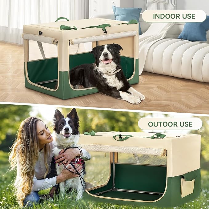 A 4 Pet 36-in Collapsible Soft Dog Crate, Large Dogs, Travel | patented screw frame, Lockable zippers, waterproof base, washable cover, outdoor/indoor/car