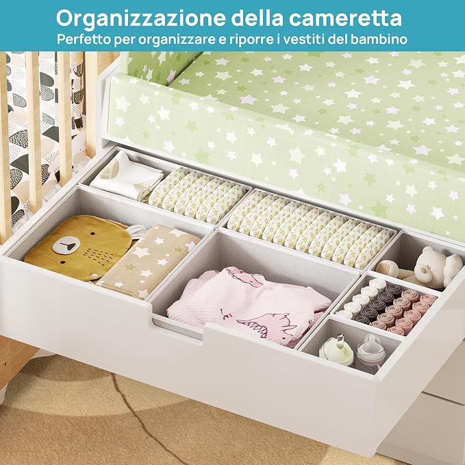 Vtopmart 12 Pack Baby Clothes Organizer, Dresser Drawer Organizer for Baby Clothing, Foldable Fabric Closet Drawer Storage Bins, Dresser Dividers for Bra, Socks, Ties, Scarf | Nursery Drawer Storage, Baby Clothing Organization, Foldable Fabric Bins, Dr...
