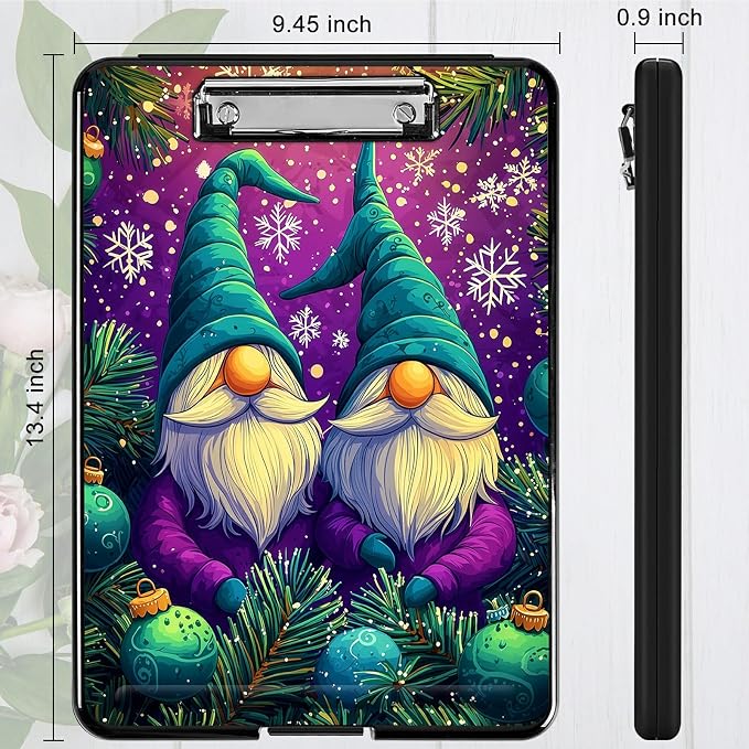 Heavy Duty Storage Clipboard, Slim Nursing Clipboard with Internal Pen Case, Portable File Organizer Case for A4 Letter Size Paper Office Medical Professionals, Hat Snowflake Old Man