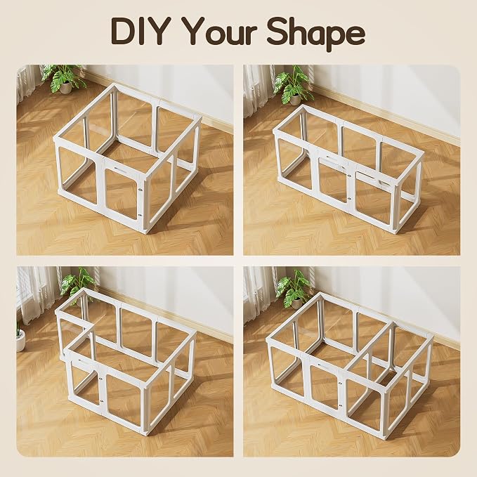 Jalove Acrylic Indoor Dog Playpen for Small and Medium Dogs, 30 inch, 2 Panels, Includes 1 Gate & 1 Panel, White