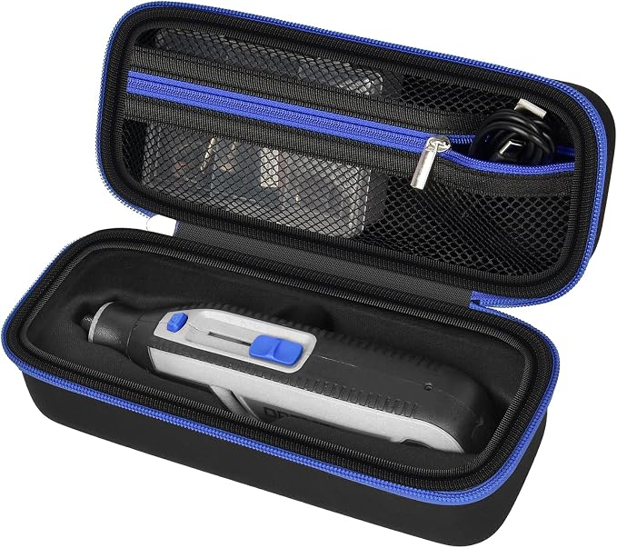 Boobowl Dremel Case for 7760 PawControl and Lite Rotary Tool, Case Only | Organized Storage for Tool, Charger and Accessories, Ideal for Dog Nail Care, Crafts, Repairs and Travel - Blue Zipper