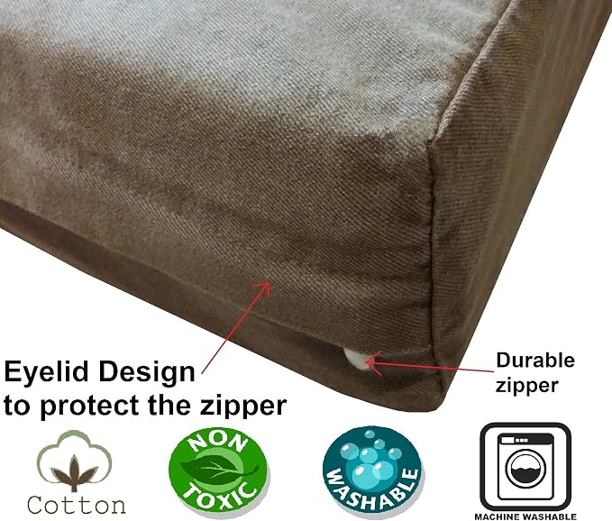 Dogbed4less Premium Orthopedic Memory Foam Pet Bed for Extra Large Dogs, Washable Durable Denim Cover, Waterproof Liner and Extra Case, Jumbo 55"X47"X4", Brown
