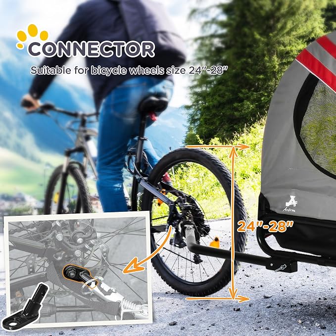 Aosom 2-in-1 Pet Bike Trailer for Medium Dogs | Road-Visibility Dog Stroller Bicycle Carrier, Weather-Strong Bike Wagon Trailer, Sidecar Attachment